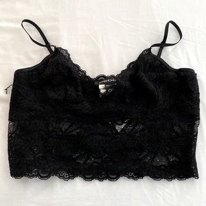 NWT - Bebe Black Lace Lingerie Style Crop Top - Size M